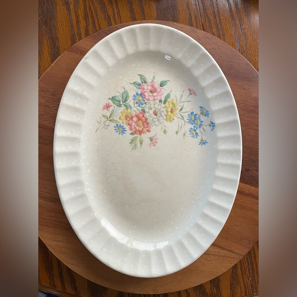 Edwin Knowles Camilla Pattern - Oval Fluted Serving Platter -  Spring Bouquet